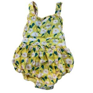 0-3 month ADORABLE ANGEL DEAR 100% bamboo cotton  romper summer yellow floral